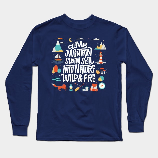 Climb mountain swim sea Long Sleeve T-Shirt by wharton